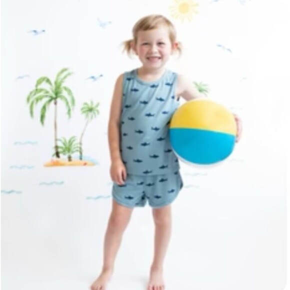 Kyte baby 2T Bamboo Jersey Tank Jogger Set in Shark - Picture 1 of 2